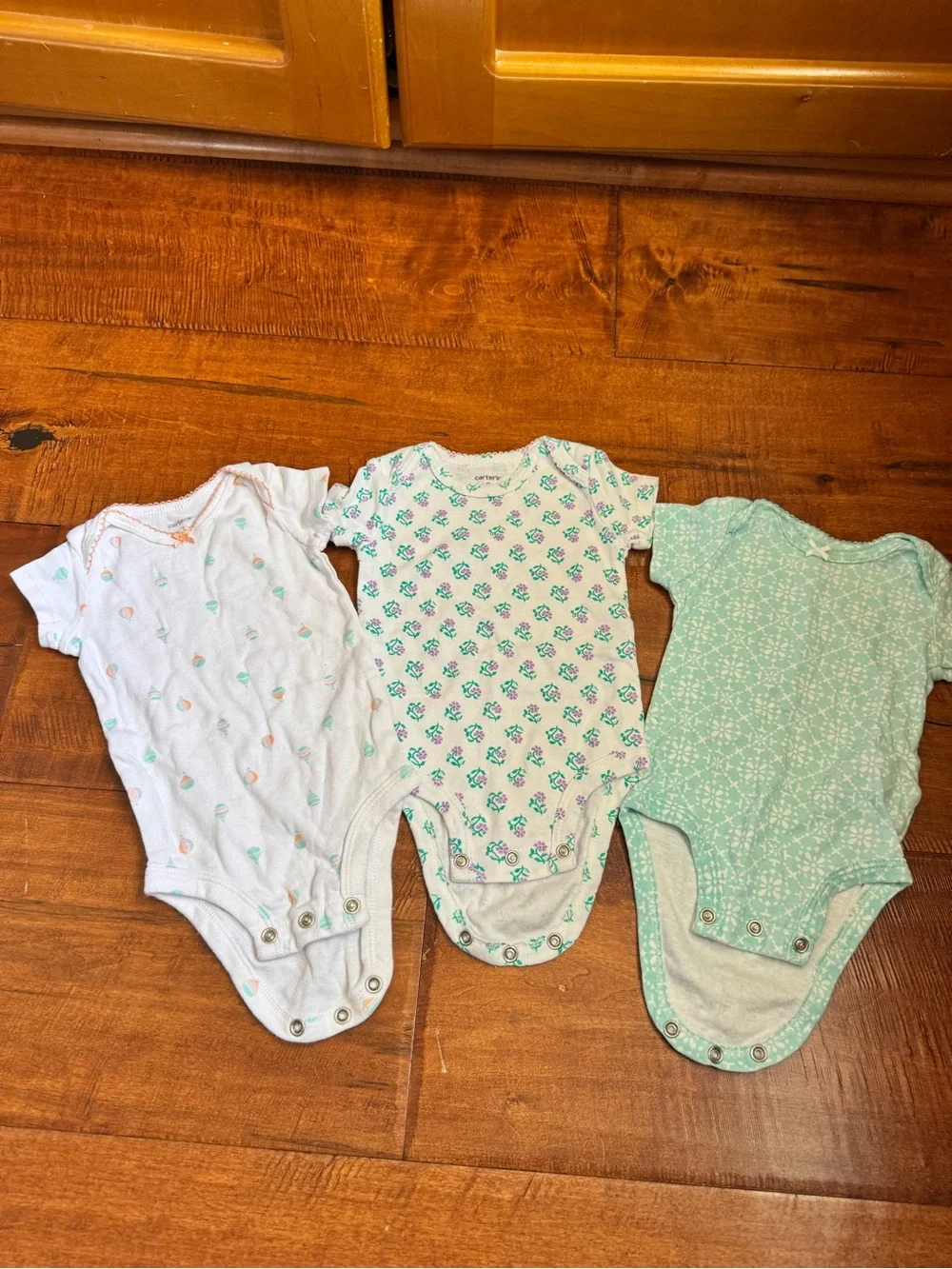 Carter's Mint Green & White Short-Sleeve One-Piece Bodysuit Set - 3 Pack